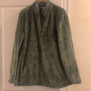 Faux Fur Green Half Zip Fleece